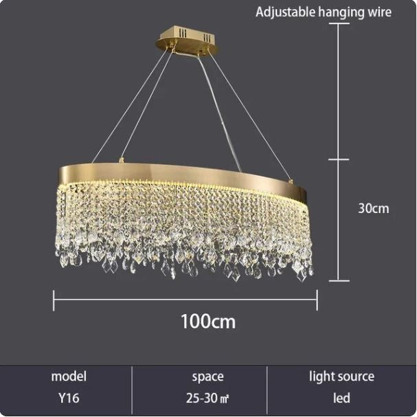 Luxury Golden Tassels Crystal Circular Chandelier