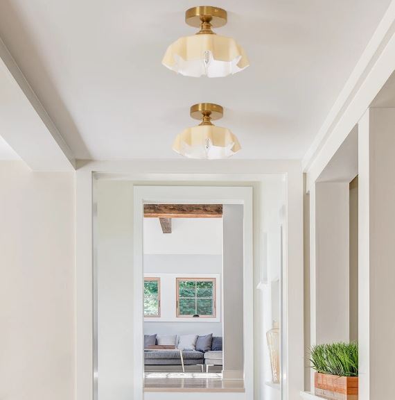 French Glass Floral Pendant Light