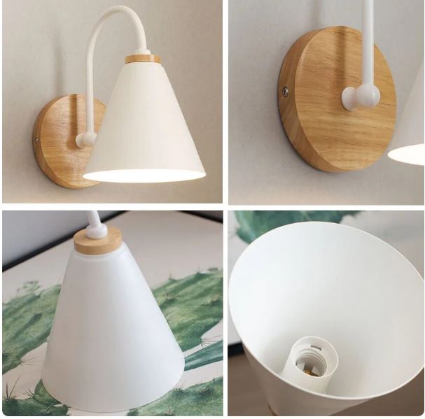 Wooden LED Curved Iron Wall Lamp