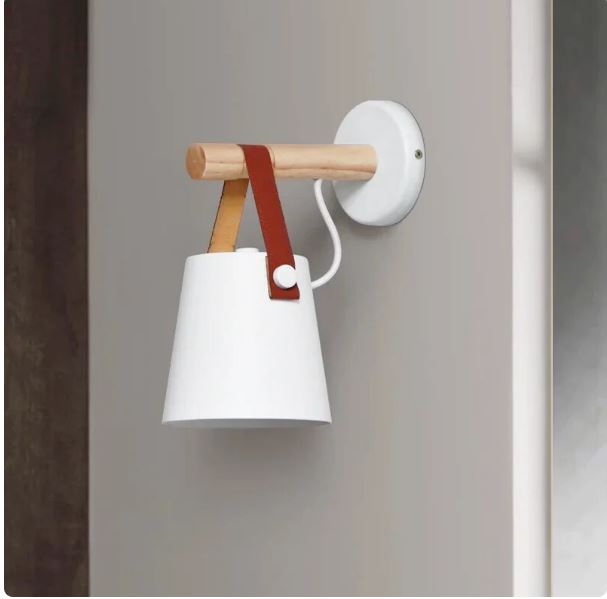 Leather Strap Wood Wall Lamps