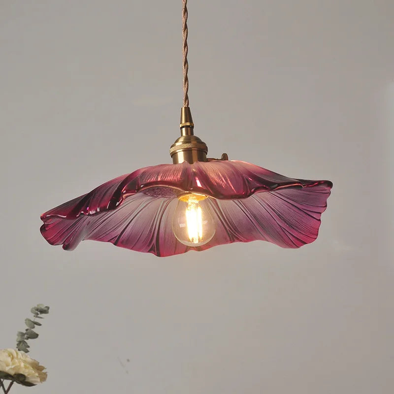 Vintage Floral Glass Pendant Light