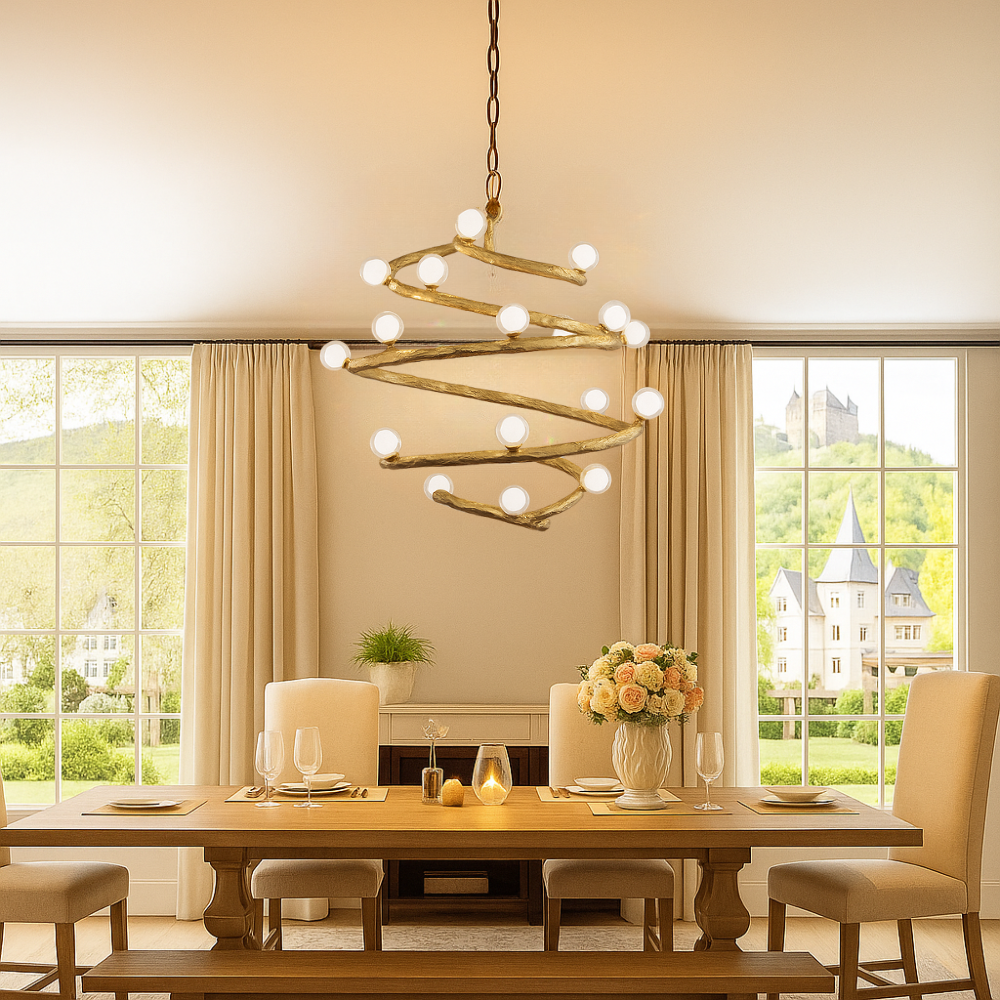 Spiral Nordic Rustic Tree Chandelier