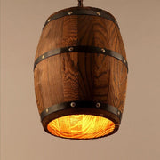 Natural Wood Wine Barrel Pendant Light