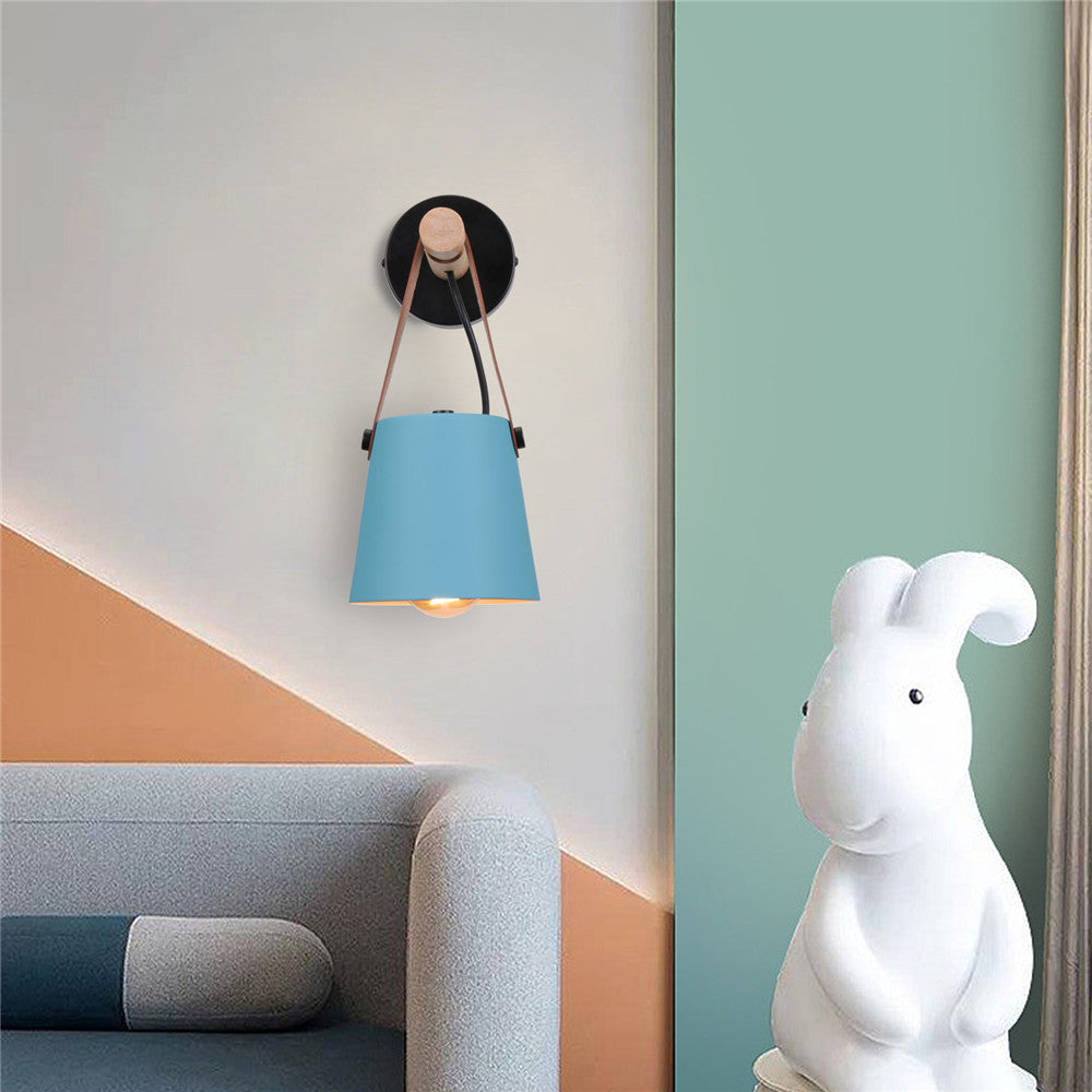 Leather Strap Wood Wall Lamps