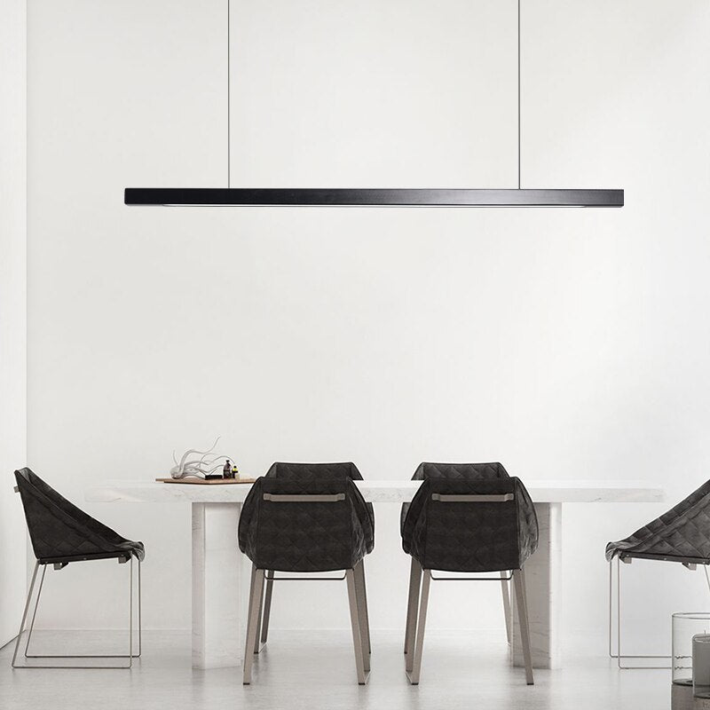 Wood Linear Suspension Chandelier Black White
