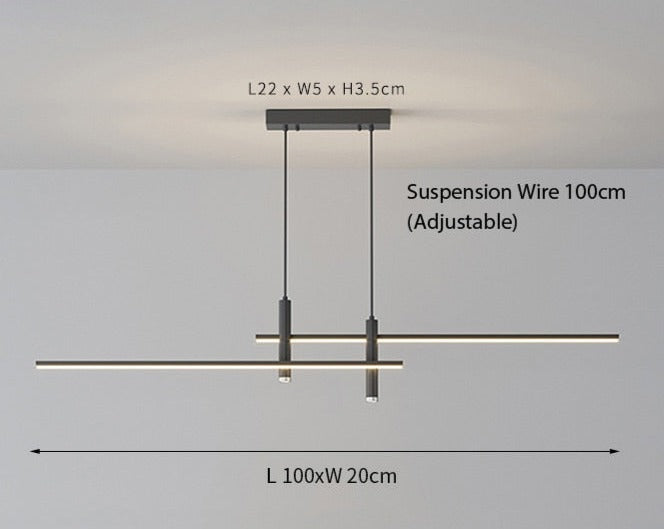 Modern Minimalist Sleek Metal Rod Chandelier