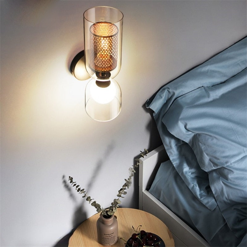 Cylindrical Twin Glass Wall Lamp