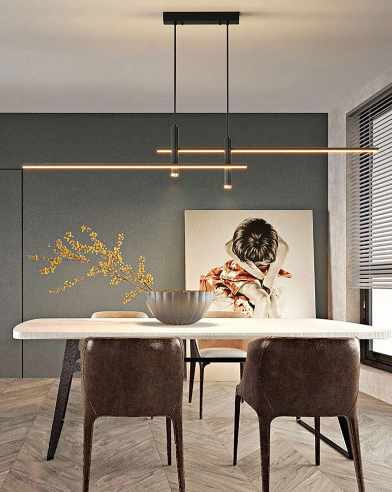 Modern Minimalist Sleek Metal Rod Chandelier