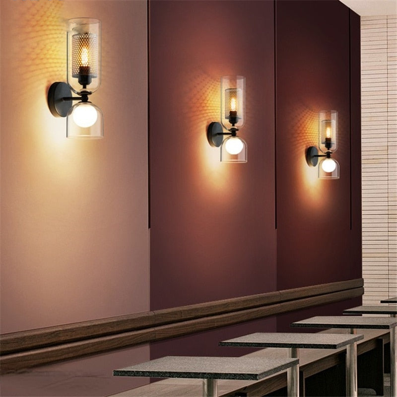 Cylindrical Twin Glass Wall Lamp