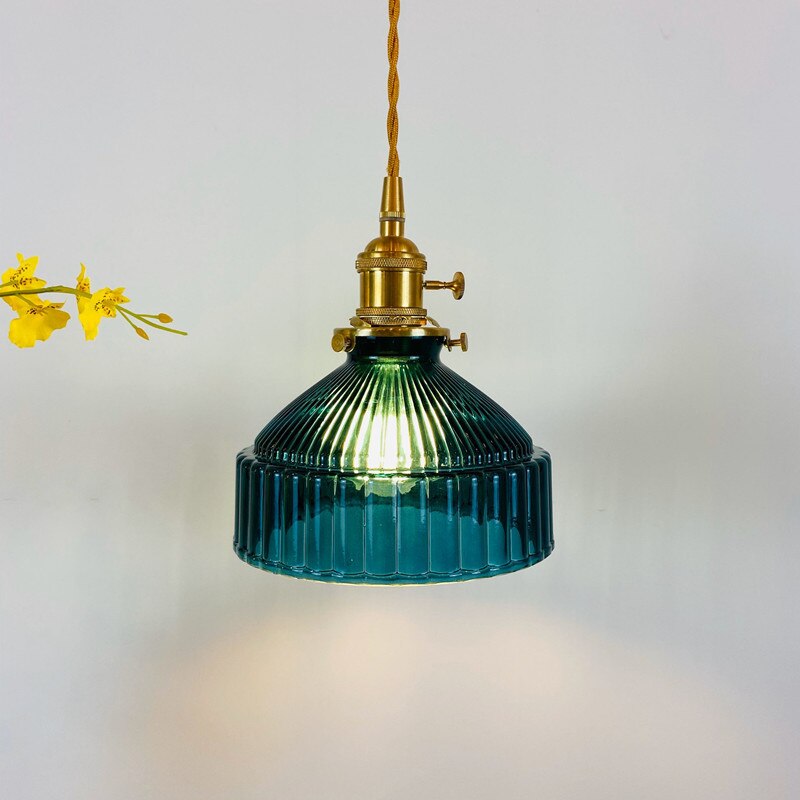 Vintage green glass hot sale hanging lamp