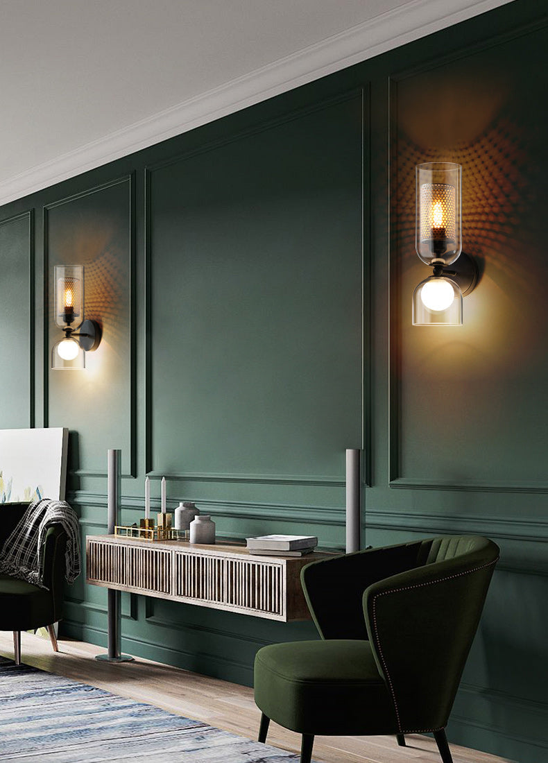 Cylindrical Twin Glass Wall Lamp