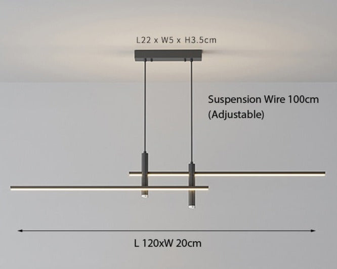 Modern Minimalist Sleek Metal Rod Chandelier
