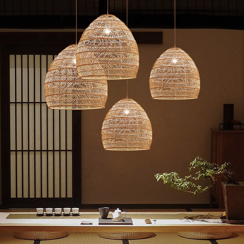 Japanese Serenity Bamboo Shade Pendant Lamp