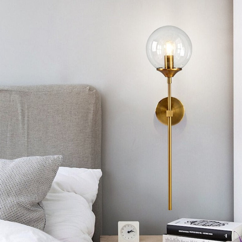 Gold Base Glass Globe Wall Light