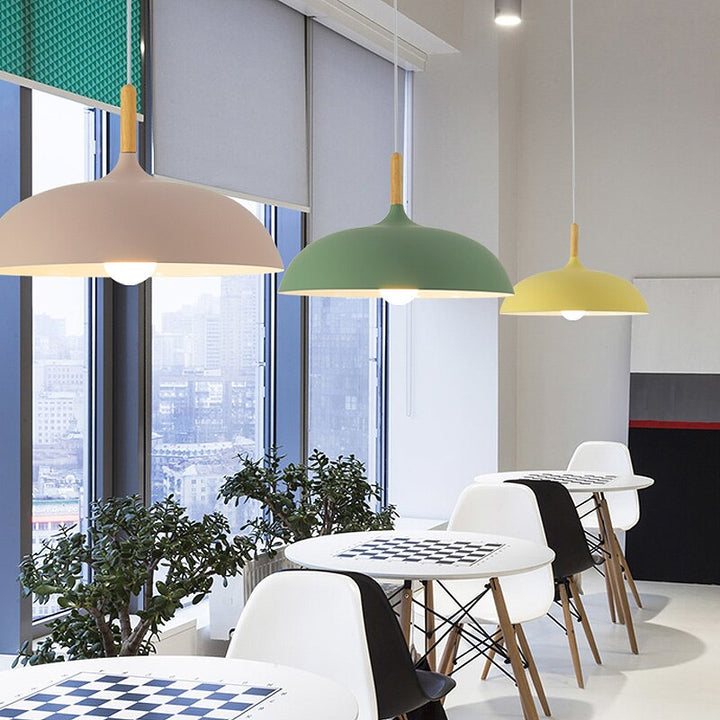 Minimalist Wood & Aluminum Pendant Light