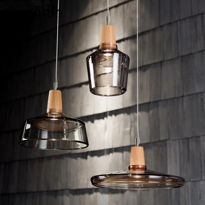 Antique Glass Coated Wood Pendant Lights