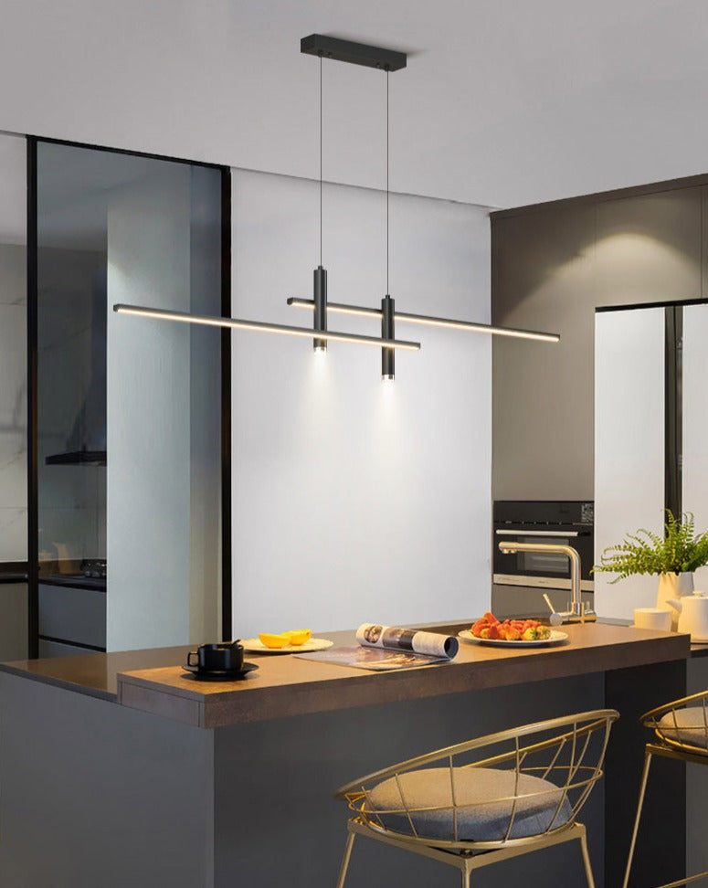 Modern Minimalist Sleek Metal Rod Chandelier