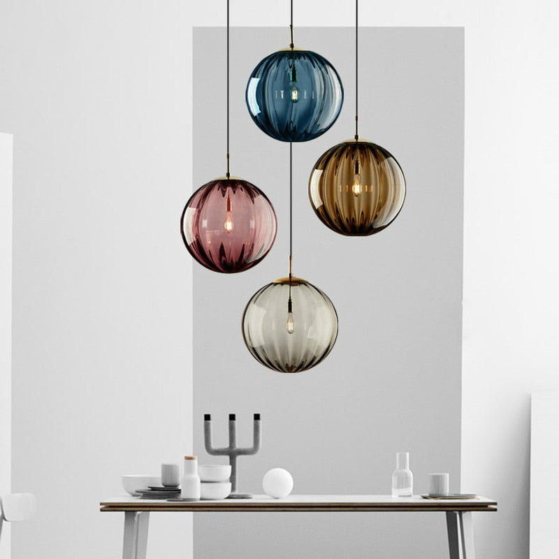 Glass Ball Colored Pendant Light