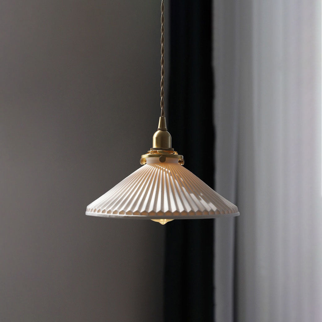 White Ceramic Brass Pendant Lights