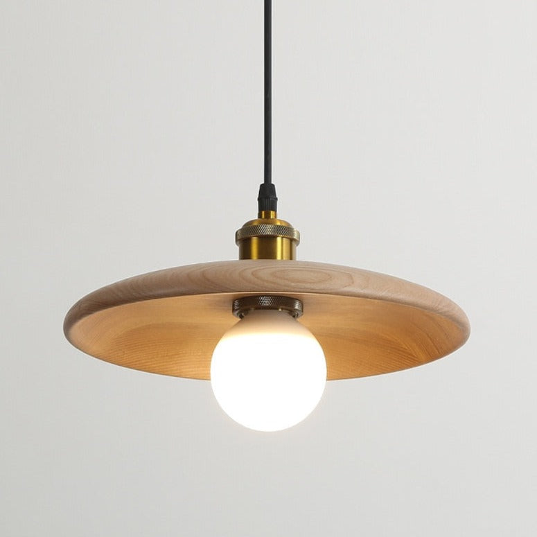 Flying Saucer Wood Pendant Light