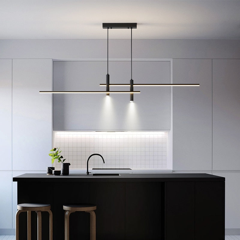 Modern Minimalist Sleek Metal Rod Chandelier
