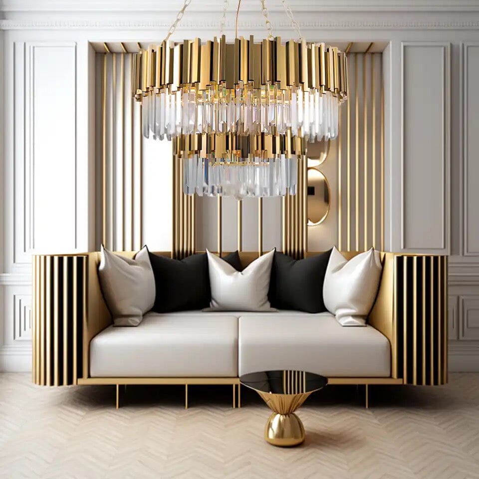 Stainless Steel Light Luxury Round Crystal Chandelier
