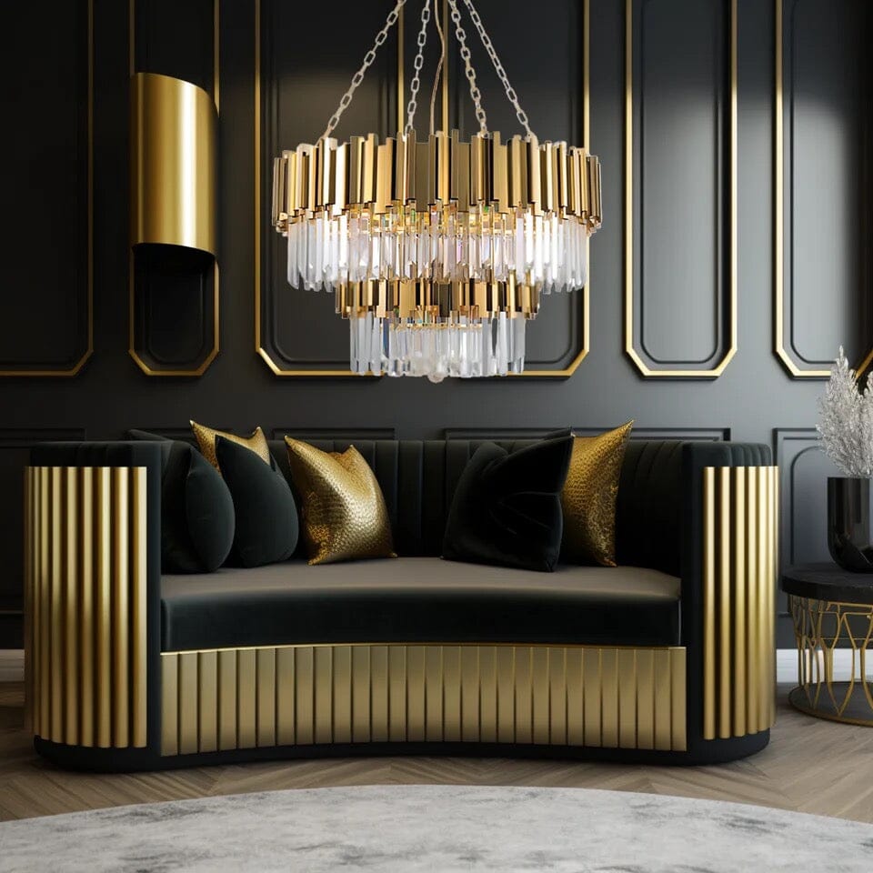 Stainless Steel Light Luxury Round Crystal Chandelier