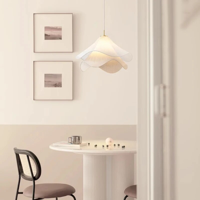 Nordic French Art Pleated Fabric Petal Chandeliers