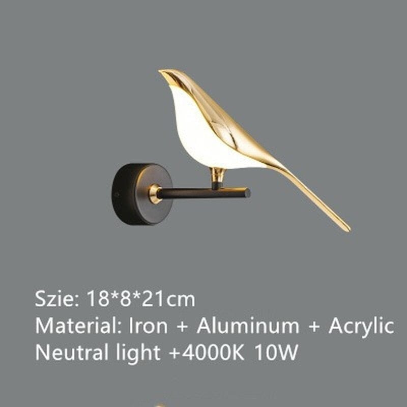 Nordic Magpie Art Design Golden Bird Wall Lights