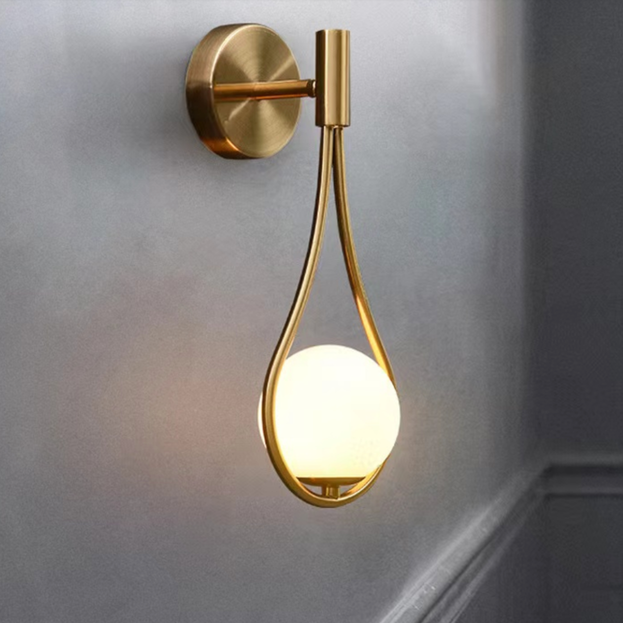 Metal Casing Glass Ball Wall Light
