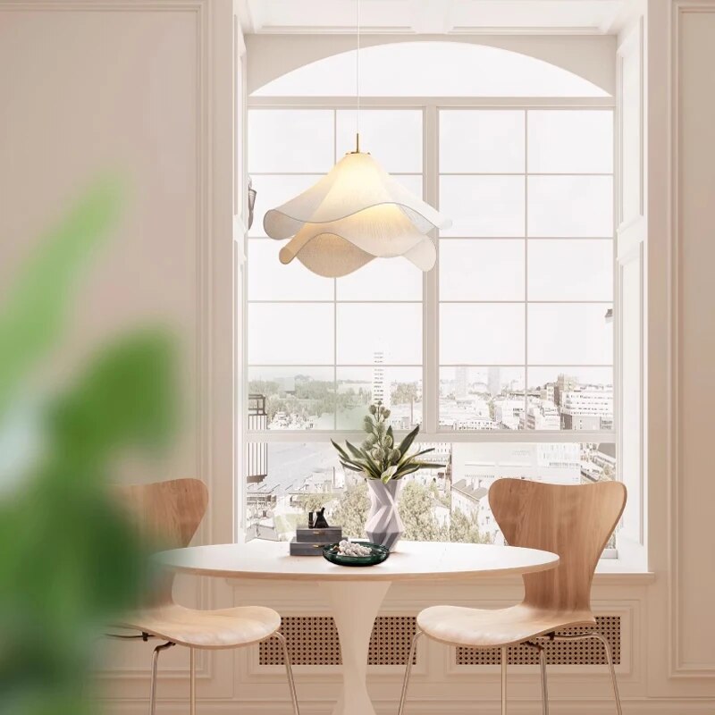 Nordic French Art Pleated Fabric Petal Chandeliers