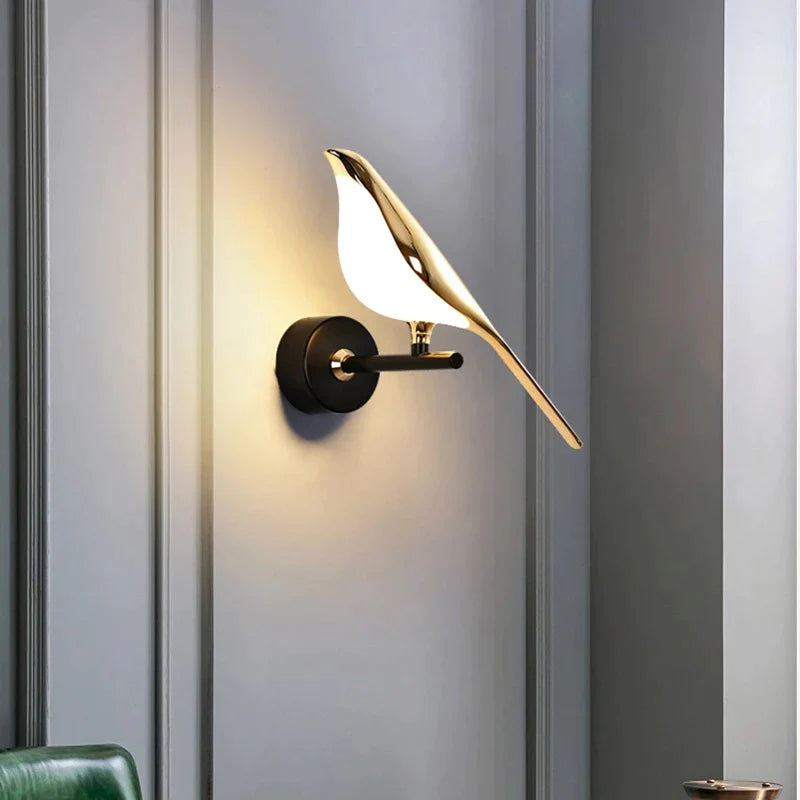 Nordic Magpie Art Design Golden Bird Wall Lights
