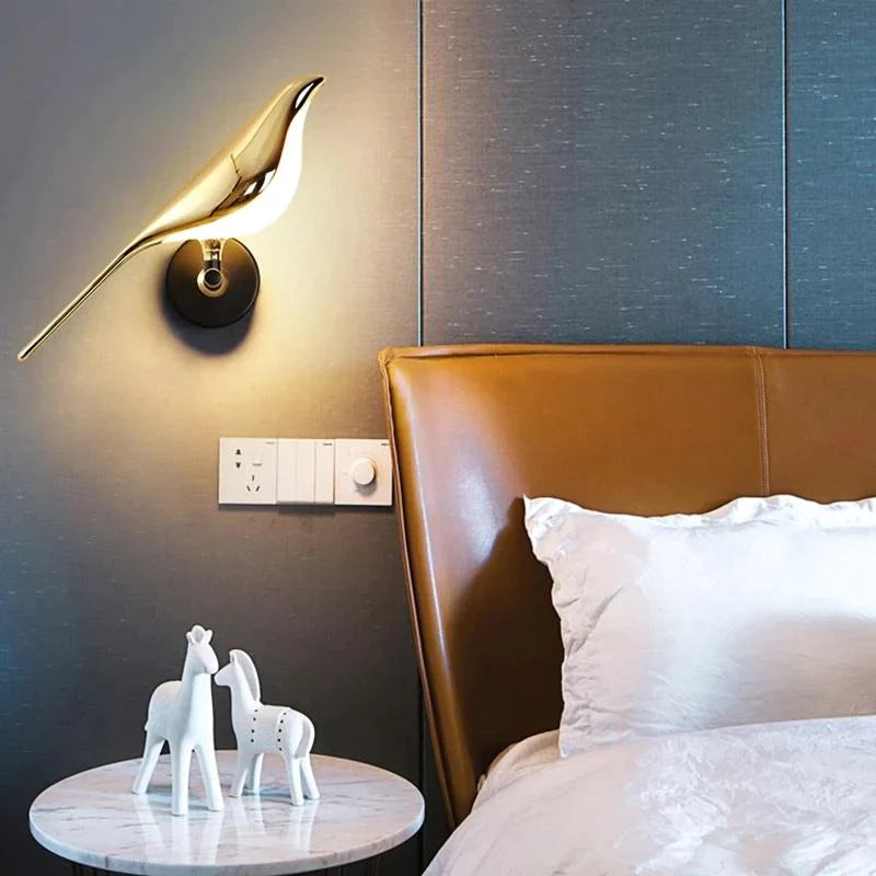 Nordic Magpie Art Design Golden Bird Wall Lights
