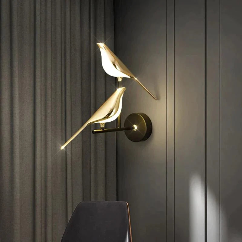 Nordic Magpie Art Design Golden Bird Wall Lights