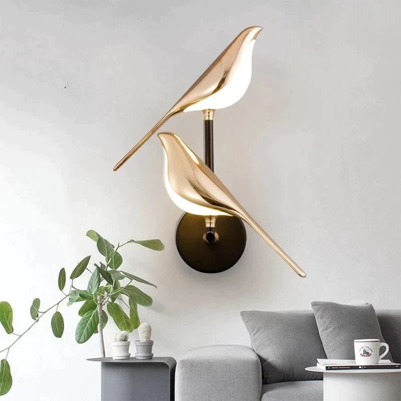Nordic Magpie Art Design Golden Bird Wall Lights