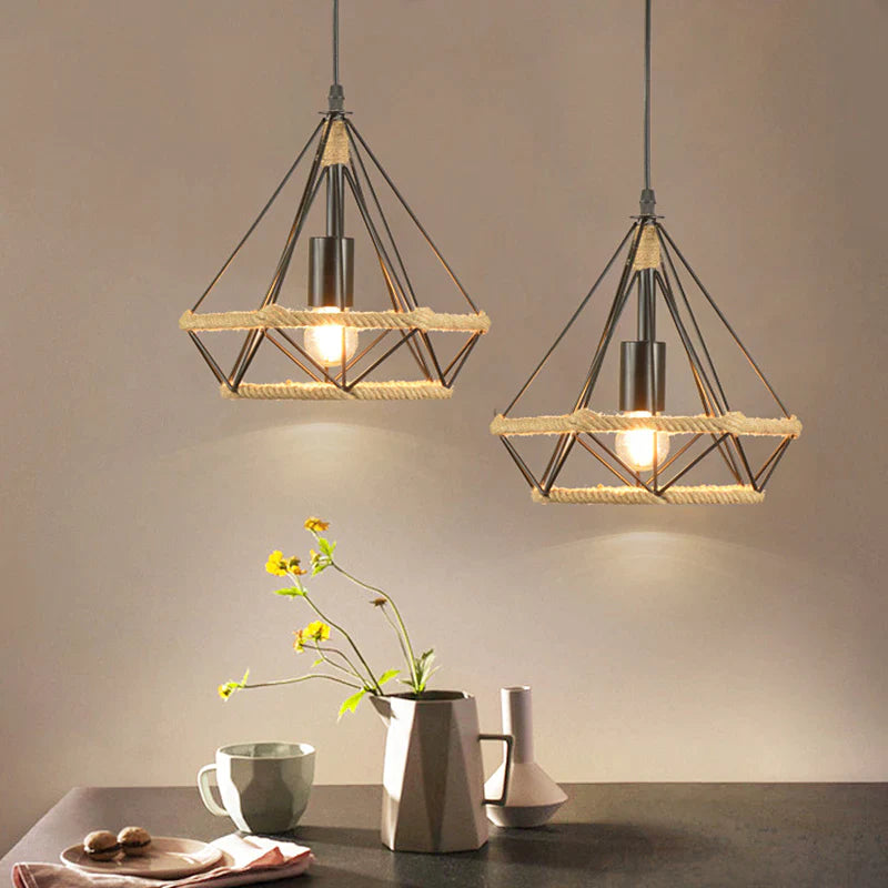 30/40 cm Island Design Pendant Light LED Hemp Rope Metal Country Vintage