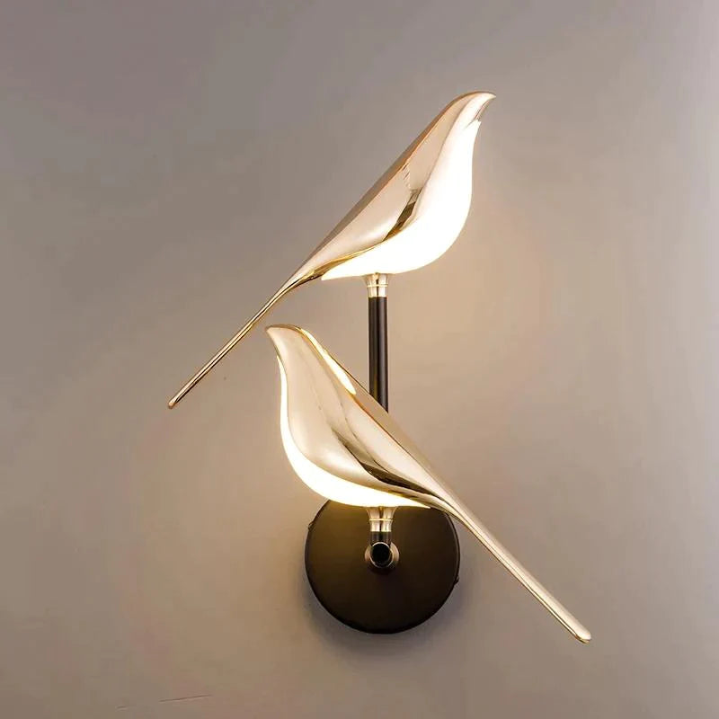 Nordic Magpie Art Design Golden Bird Wall Lights