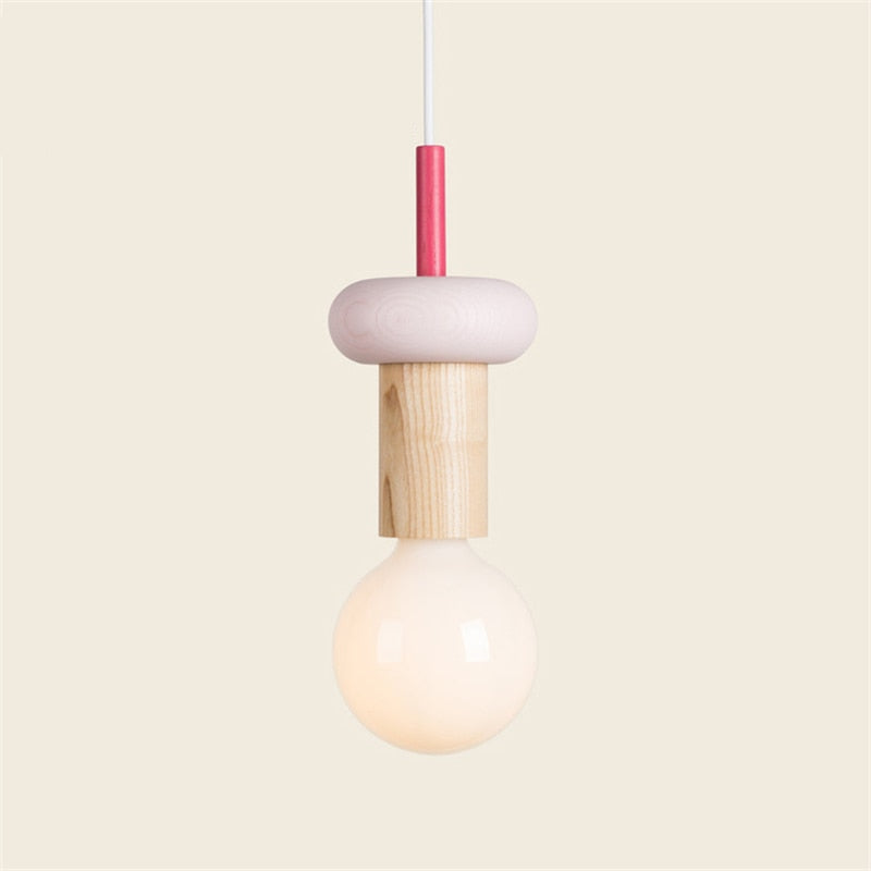 Colored Wood Blocks LED Pendant Light
