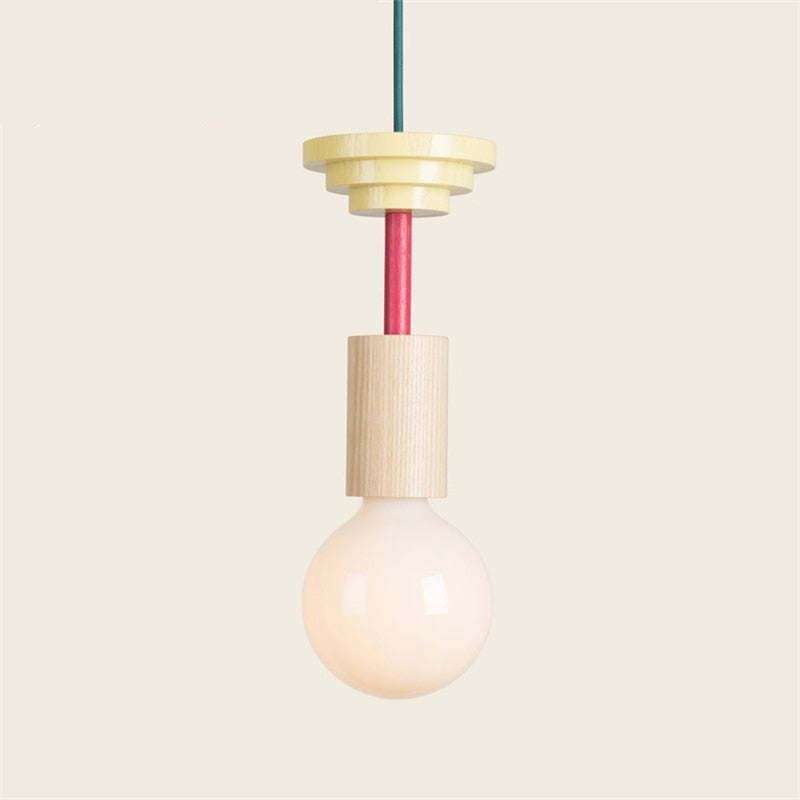 Colored Wood Blocks LED Pendant Light