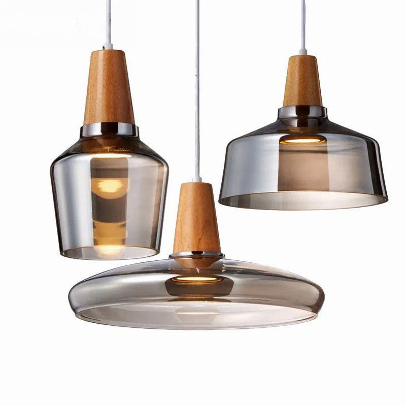 Antique Glass Coated Wood Pendant Lights