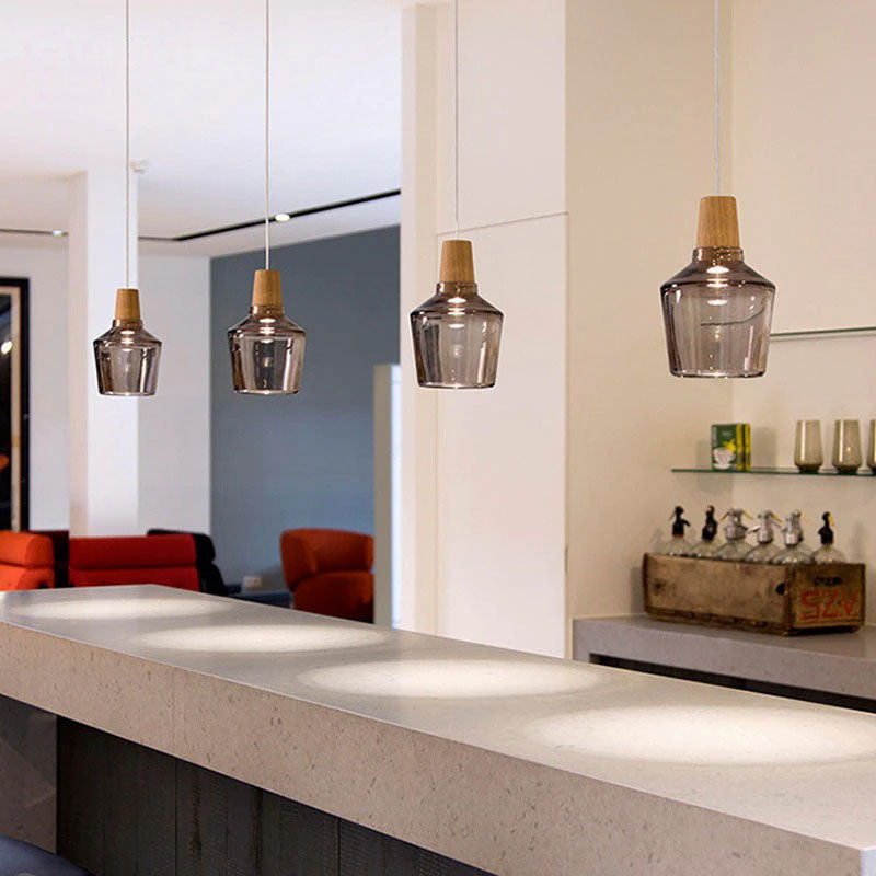 Antique Glass Coated Wood Pendant Lights