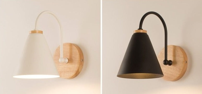 Wooden LED Curved Iron Wall Lamp