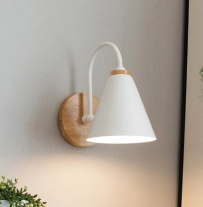 Wooden LED Curved Iron Wall Lamp