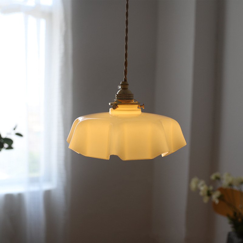 French Glass Floral Pendant Light