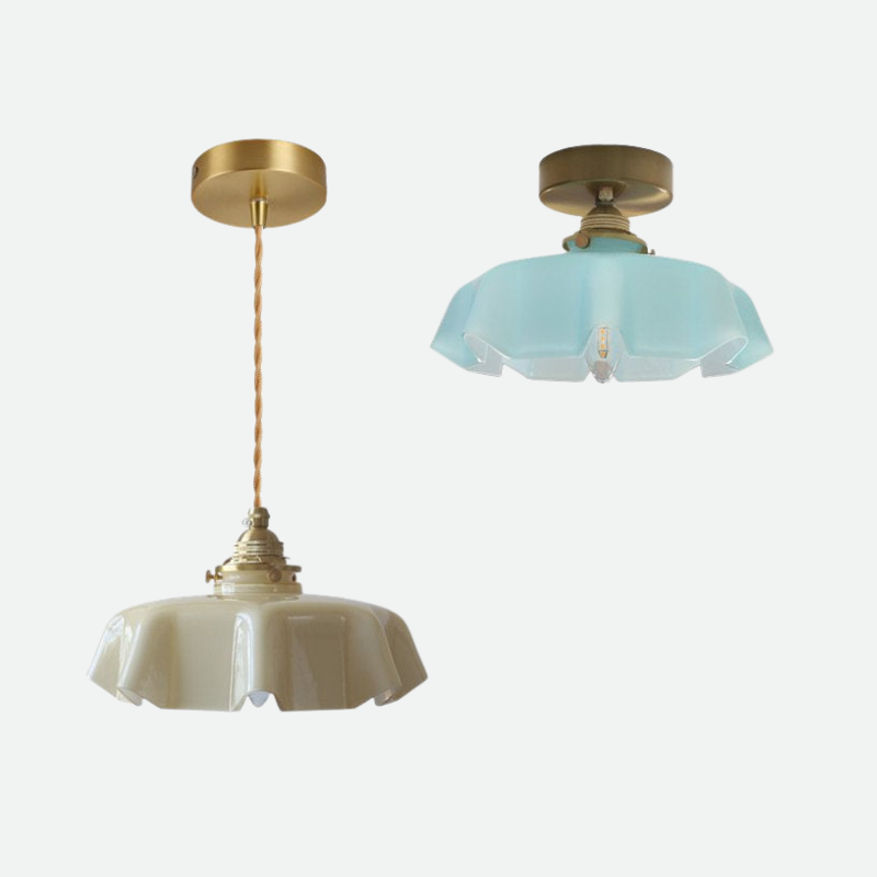 French Glass Floral Pendant Light