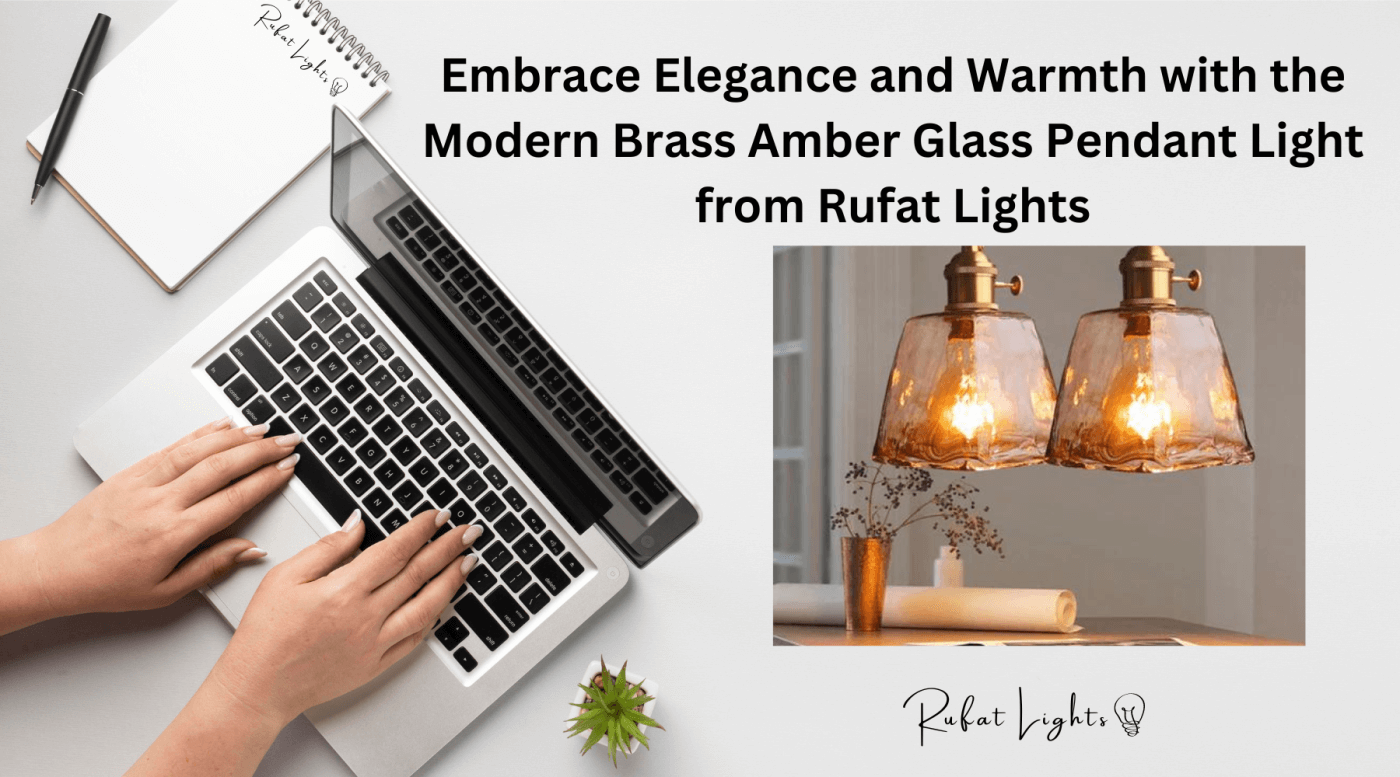 Embrace Elegance and Warmth with the Modern Brass Amber Glass Pendant Light from Rufat Lights