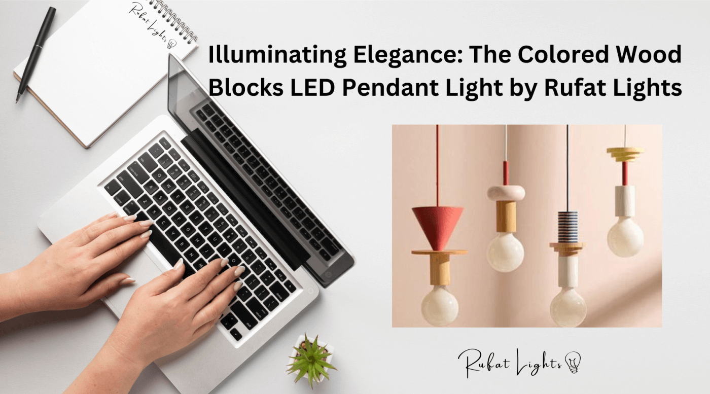 Illuminating Elegance: The Colored Wood Blocks LED Pendant Light by Rufat Lights
