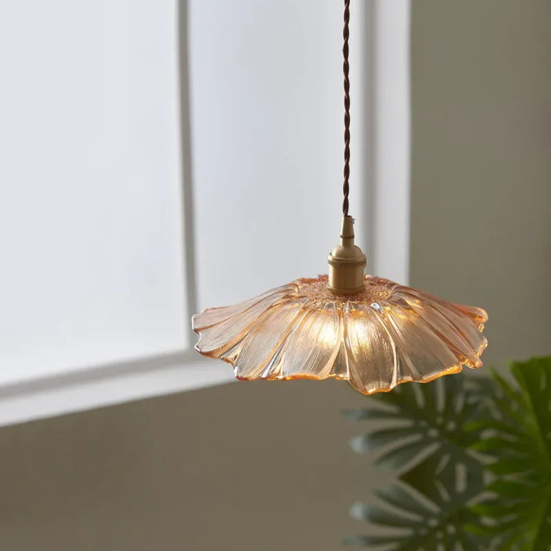 Vintage Floral Glass Pendant Light