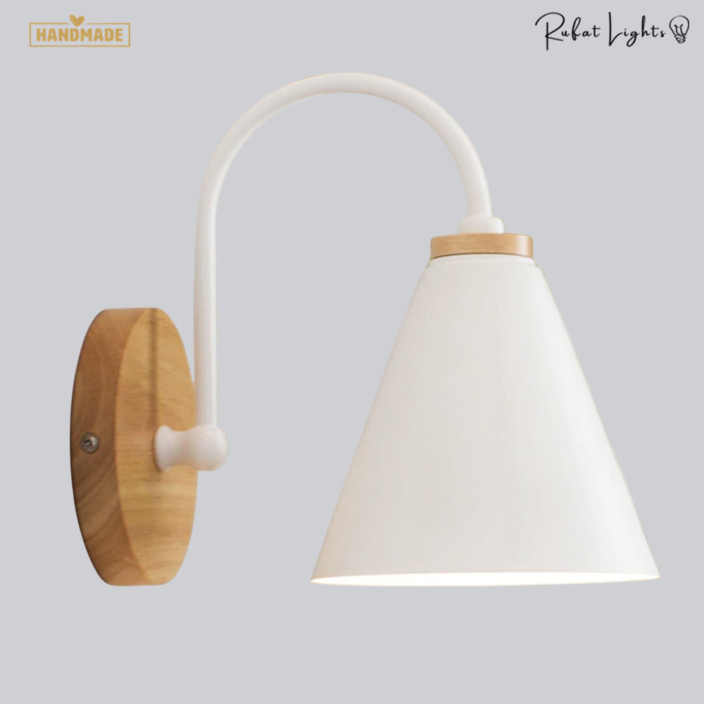 Wooden LED Curved Iron Wall Lamp