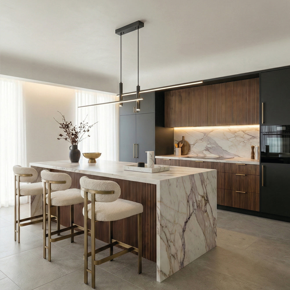 Modern Minimalist Sleek Metal Rod Chandelier